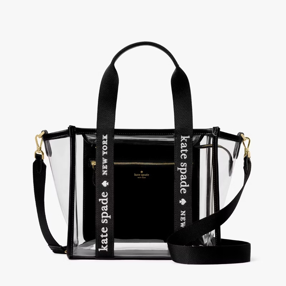 ♠️Kate Spade Kip Clear See Through Small Crossbody Stadium Tote, Black NWT